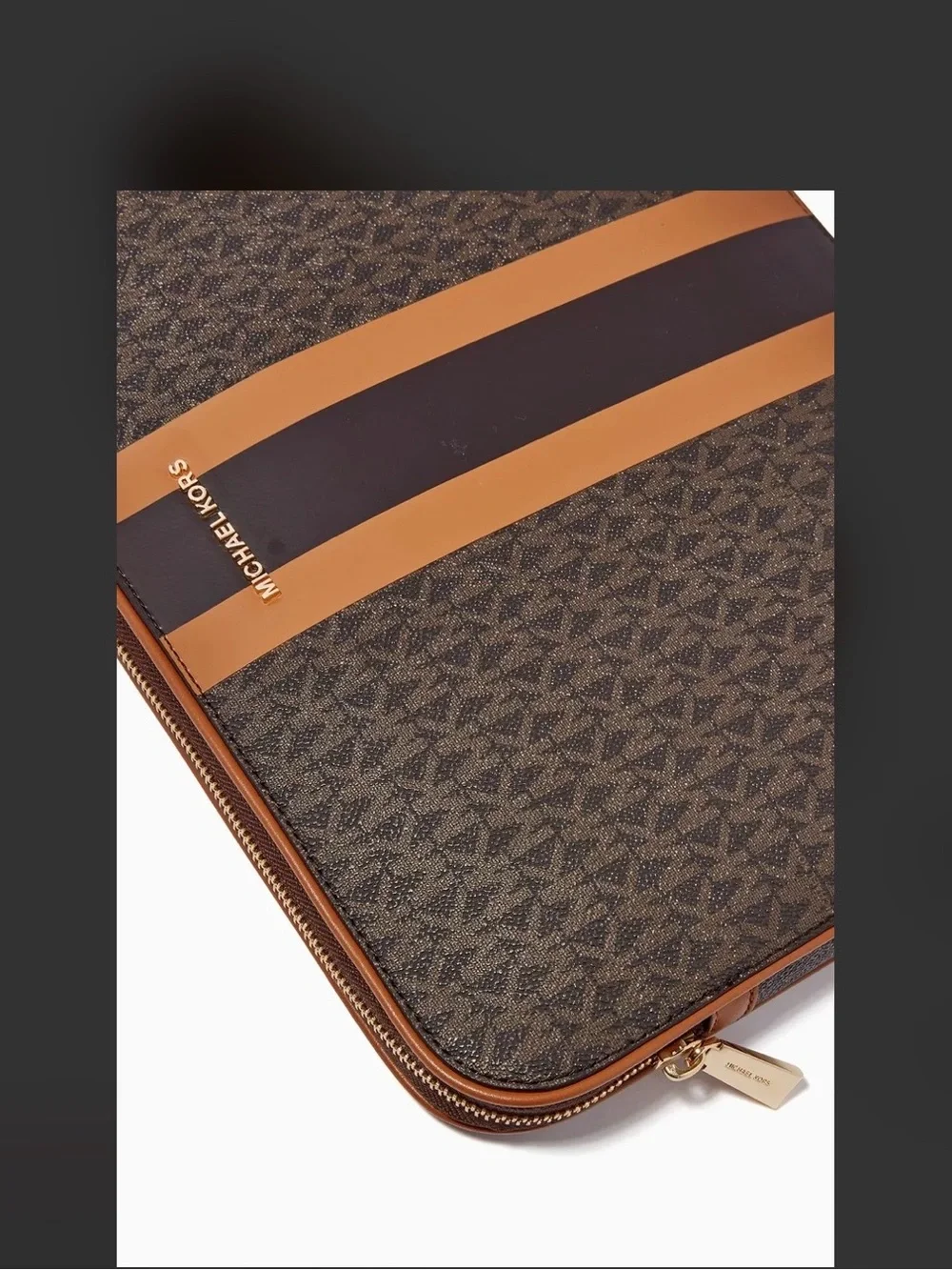 Michael Kors Brown and Black Stripe Signature Wristlet Clutch